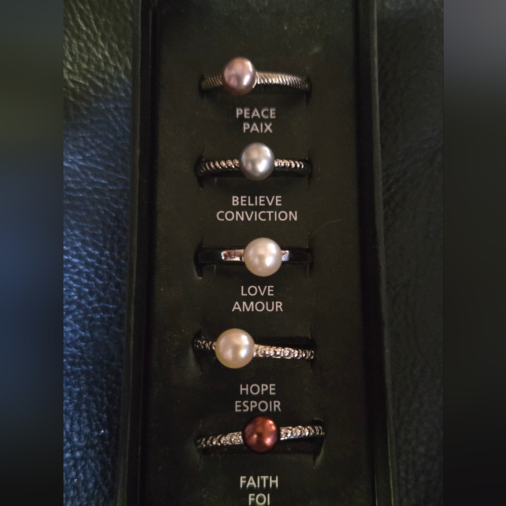 Peaceful Pearl Genuine Pearls Sterling 5 Ring Collection